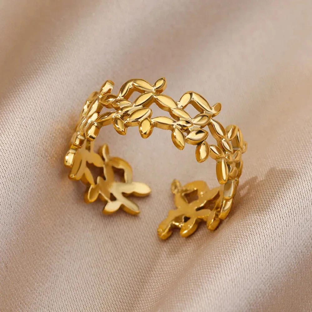 Stainless Steel Rings For Women Men Gold Color Open Gothic Geometric Ring Female Male Fashion Engagement Wedding Party Jewelry