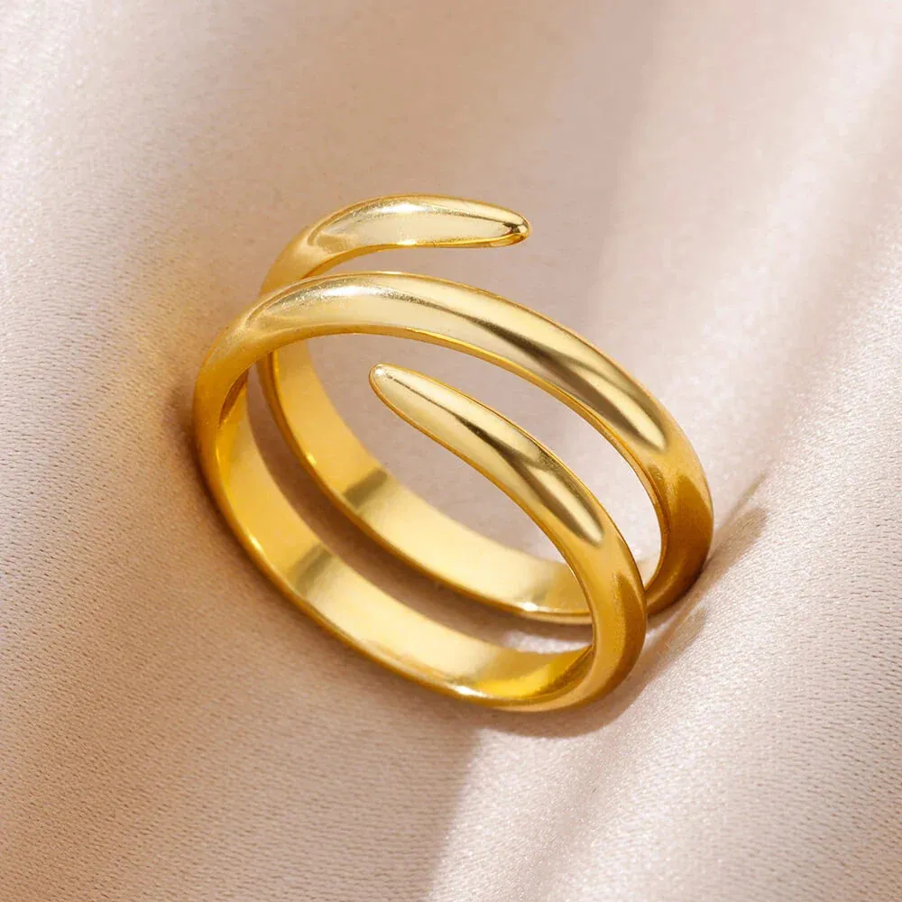Stainless Steel Rings For Women Men Gold Color Open Gothic Geometric Ring Female Male Fashion Engagement Wedding Party Jewelry