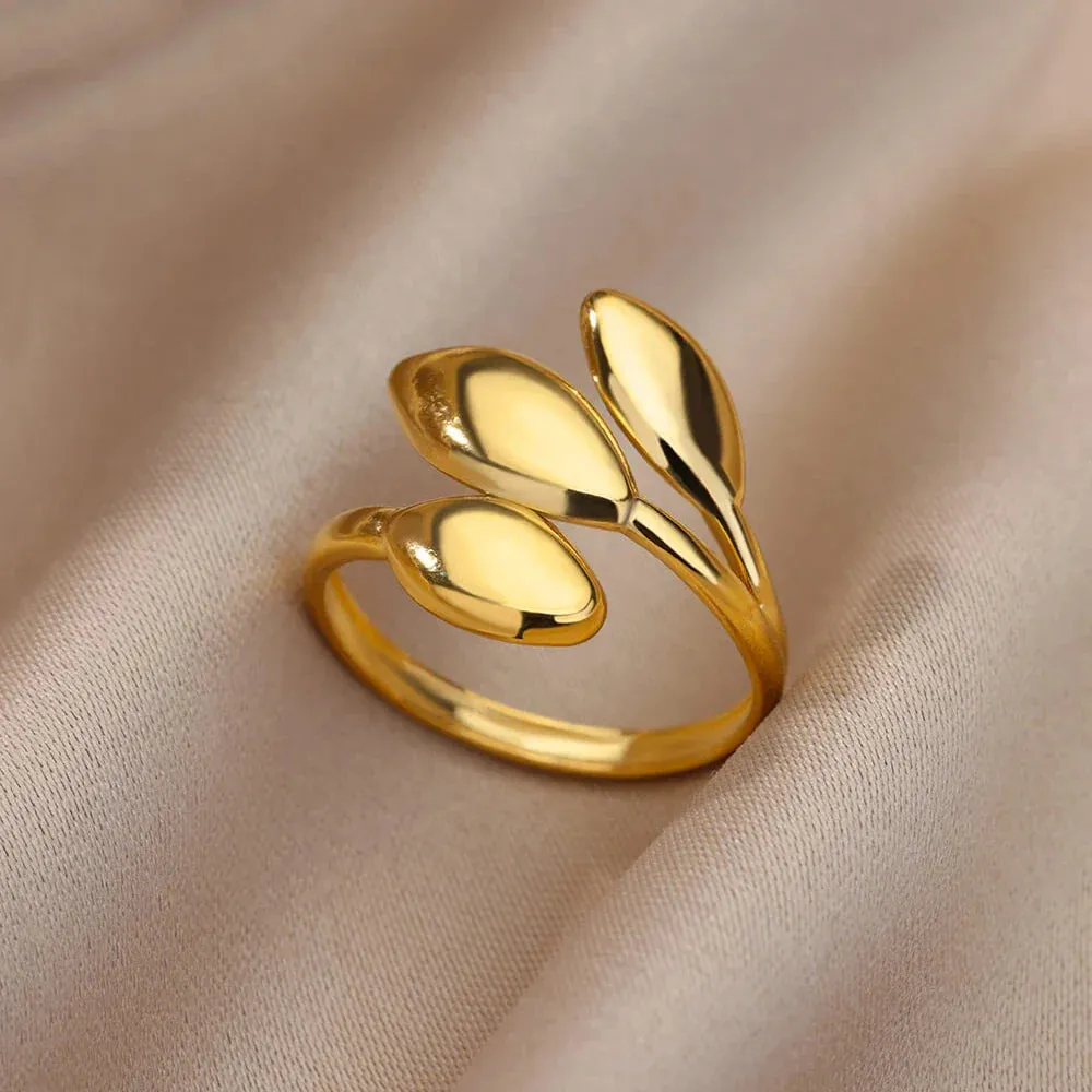 Stainless Steel Rings For Women Men Gold Color Open Gothic Geometric Ring Female Male Fashion Engagement Wedding Party Jewelry