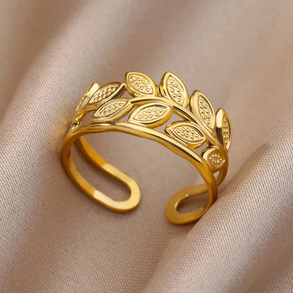 Stainless Steel Rings For Women Men Gold Color Open Gothic Geometric Ring Female Male Fashion Engagement Wedding Party Jewelry