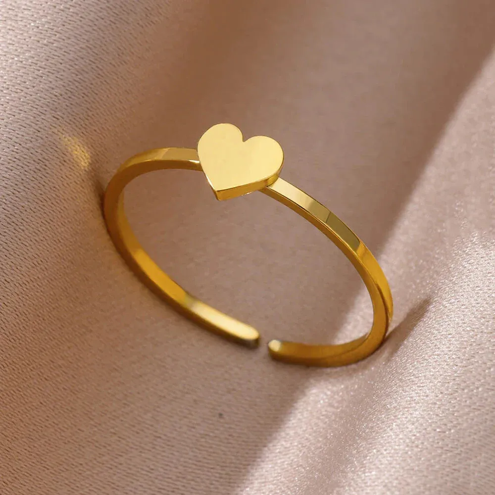 Stainless Steel Rings For Women Men Gold Color Open Gothic Geometric Ring Female Male Fashion Engagement Wedding Party Jewelry