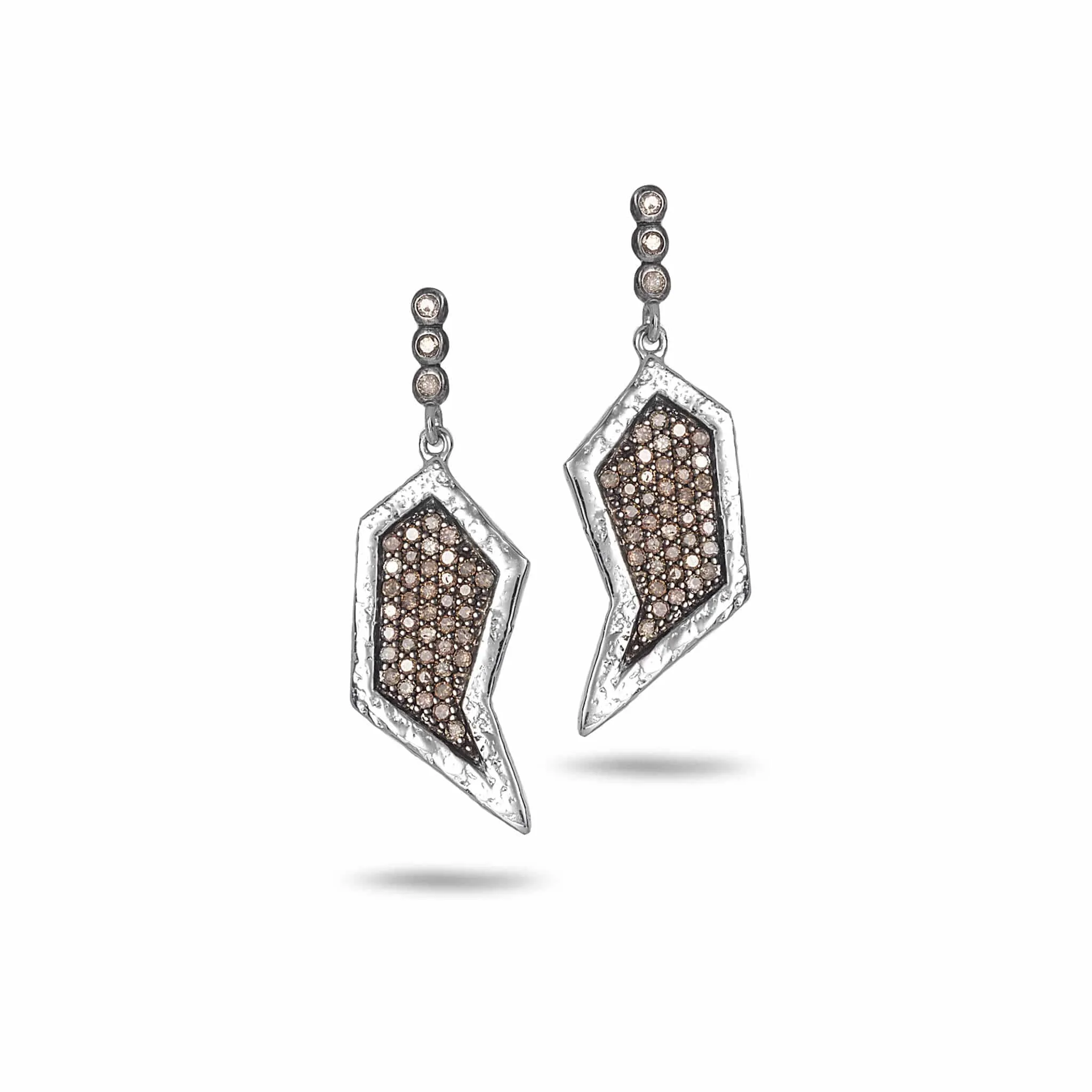 Sterling Silver Brown Diamond Paisley Drop Earrings