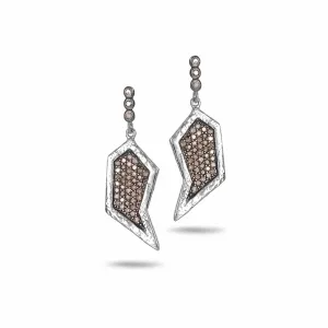 Sterling Silver Brown Diamond Paisley Drop Earrings