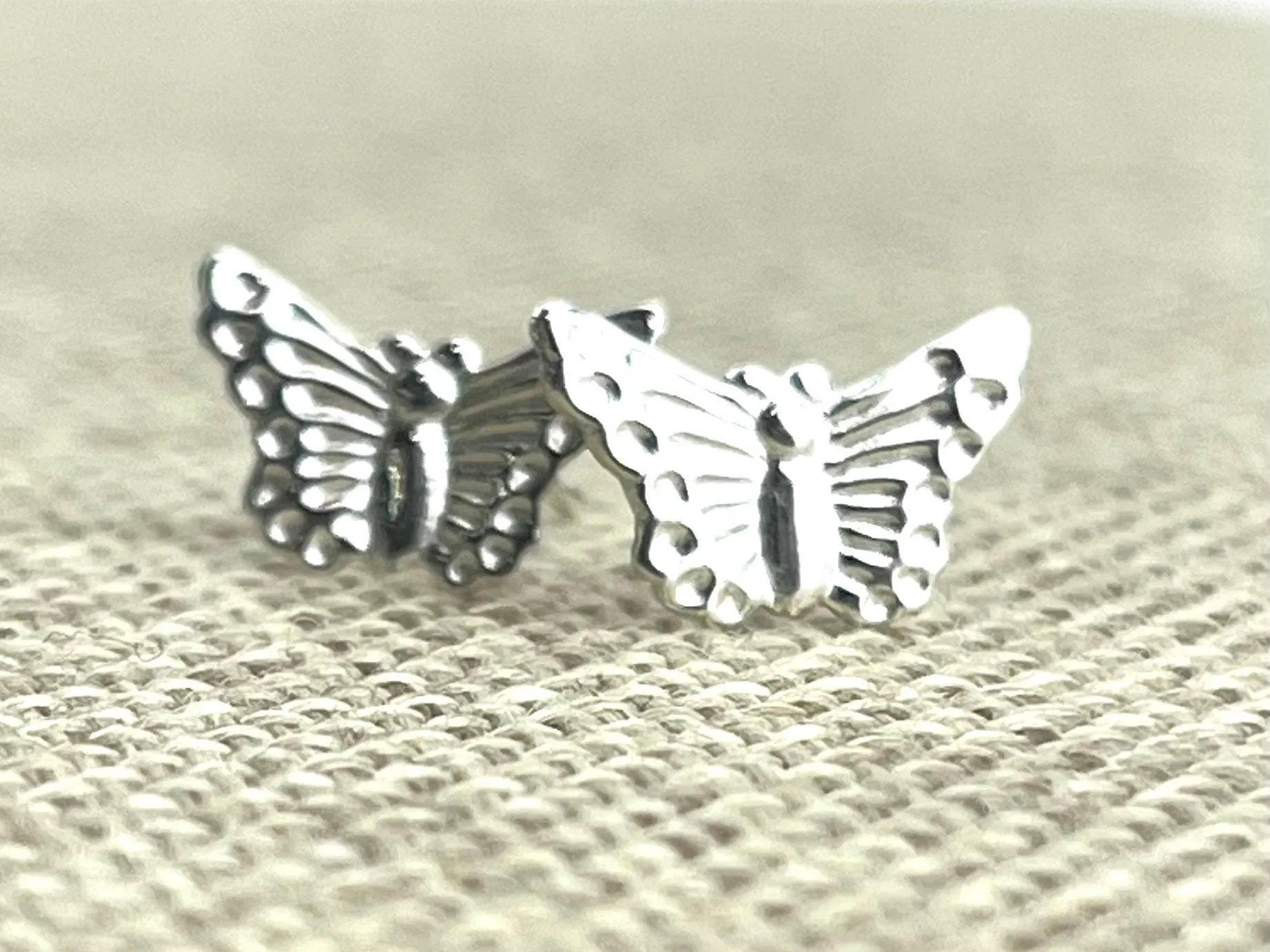 Sterling Silver Butterfly Studs, Sku#243-5