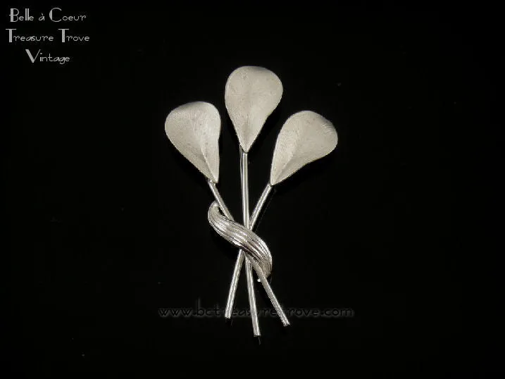 Sterling Silver Calla Lily Brooch C.R. Co. (Reis Co.) Vintage Retro