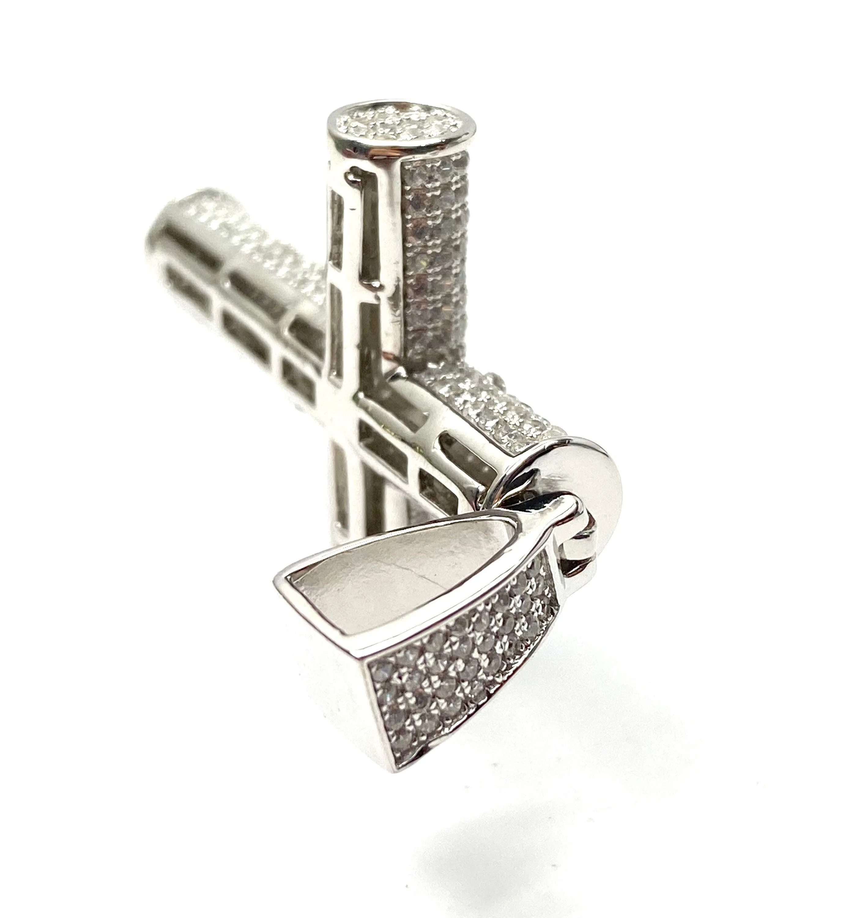 sterling silver cross pendant, cubic zirconia, SKU# 10028