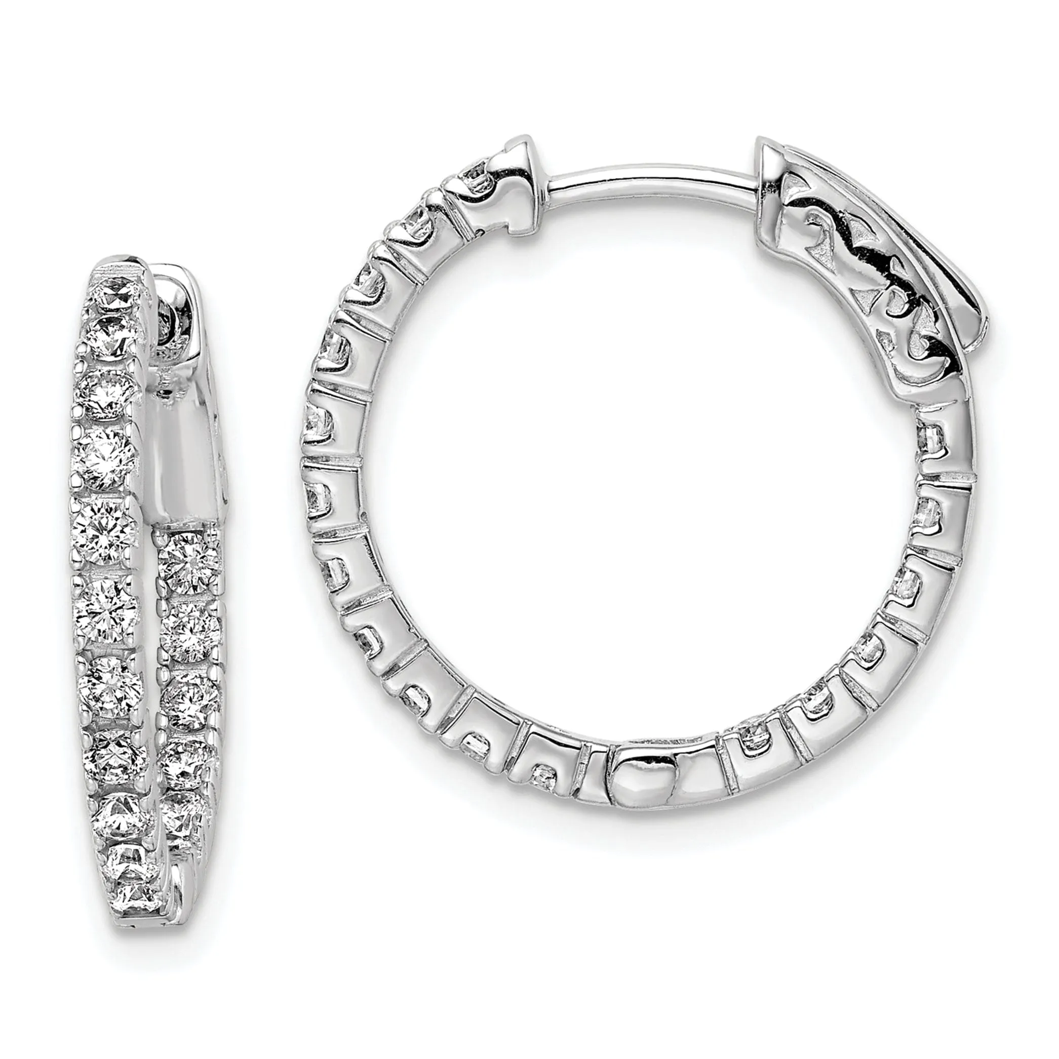 Sterling Silver CZ Hoop Earrings