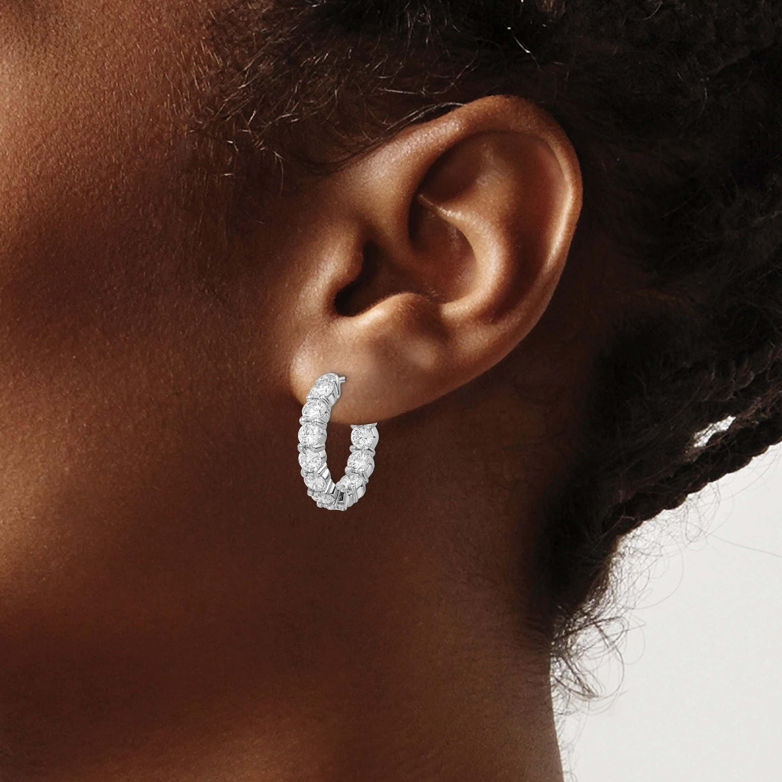 Sterling Silver CZ Hoop Earrings