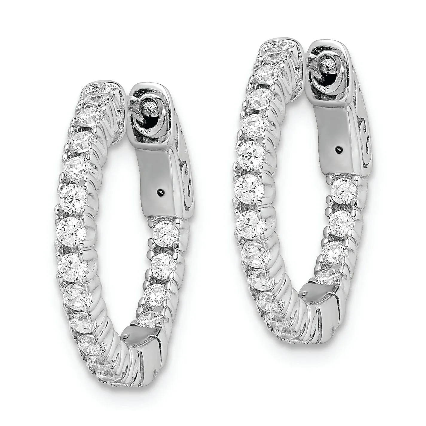 Sterling Silver CZ Hoop Earrings