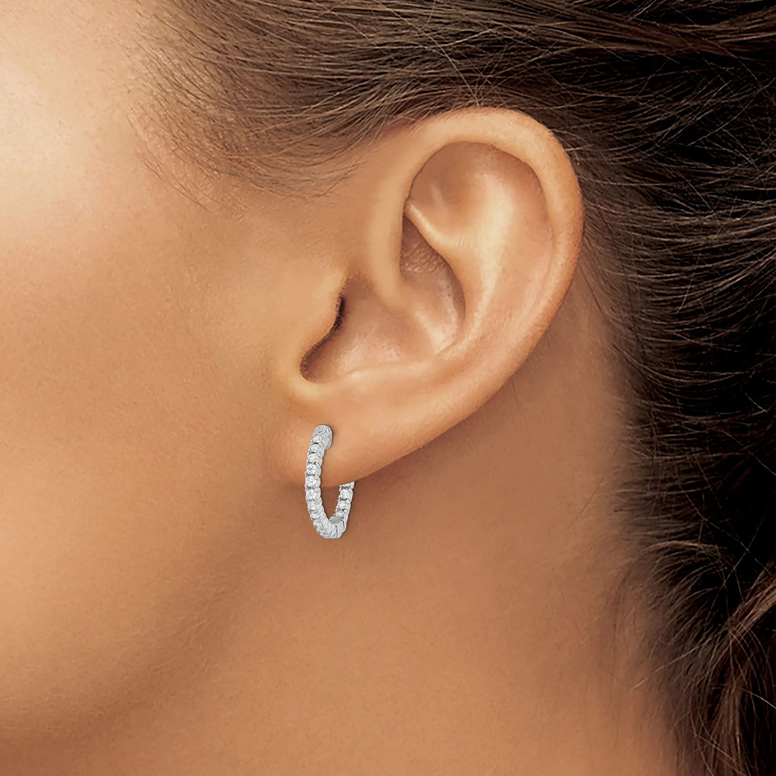 Sterling Silver CZ Hoop Earrings