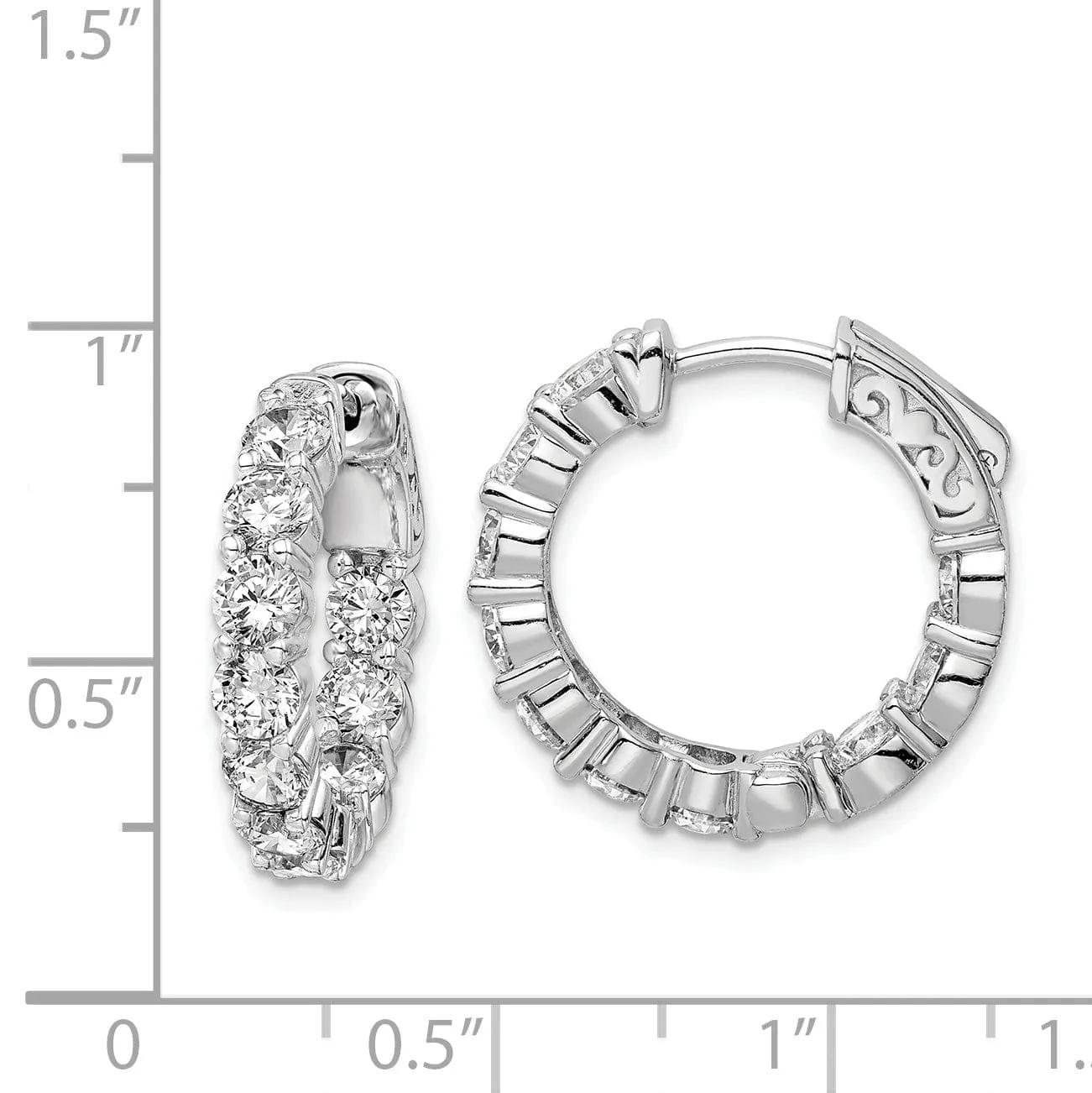 Sterling Silver CZ Hoop Earrings