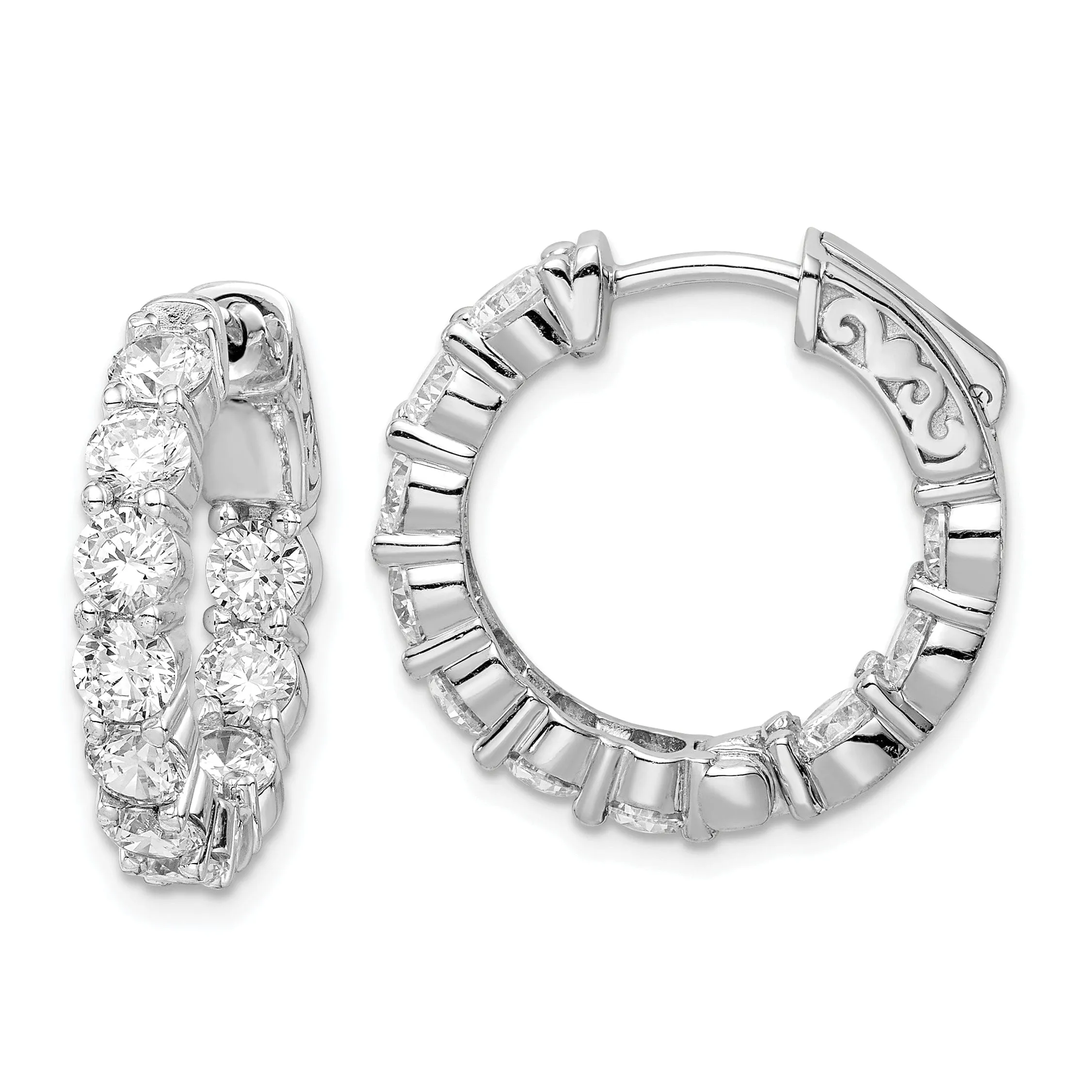 Sterling Silver CZ Hoop Earrings