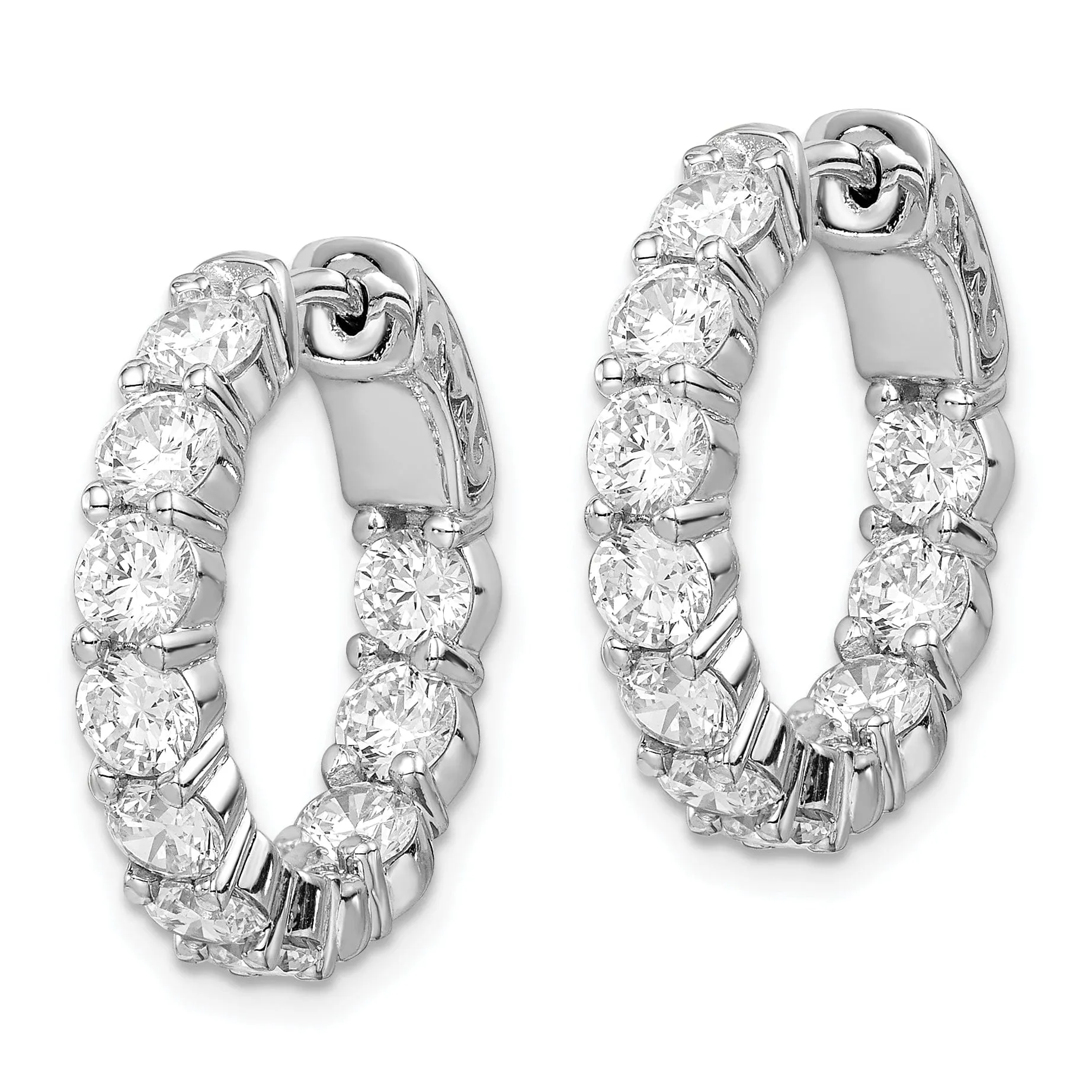Sterling Silver CZ Hoop Earrings