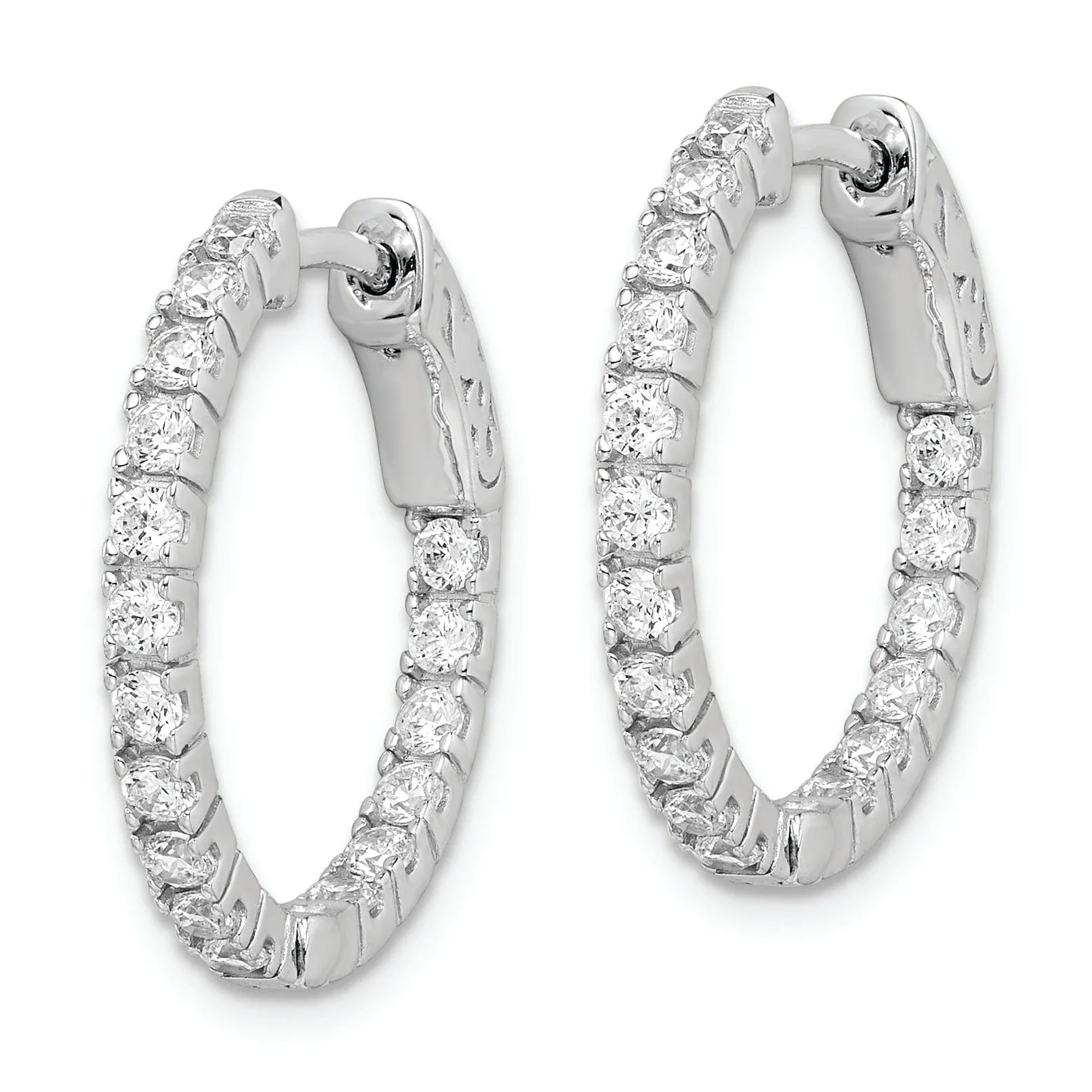 Sterling Silver CZ Hoop Earrings