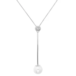 Sterling Silver Freshwater Pearl & Cubic Zirconia Drop Necklet Necklace