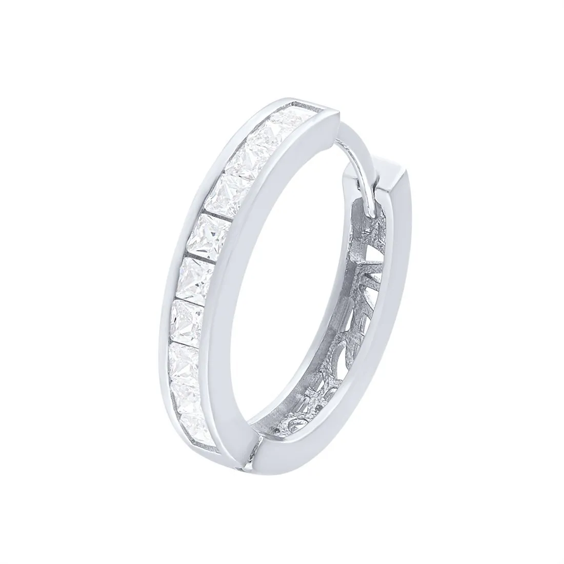 Sterling Silver Hoop Earrings with Cubic Zirconia