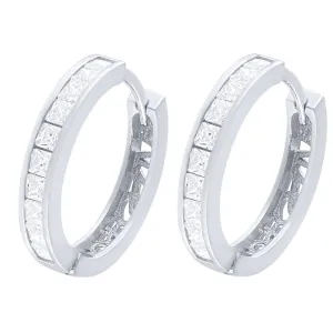 Sterling Silver Hoop Earrings with Cubic Zirconia
