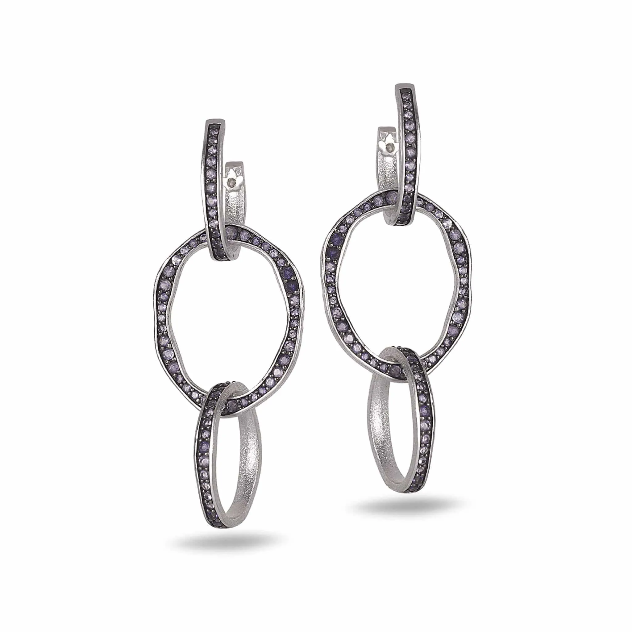 Sterling Silver Iolite Circle Drop Earrings