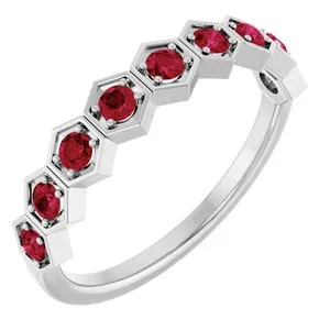 Sterling Silver Lab-Grown Ruby Stackable Ring