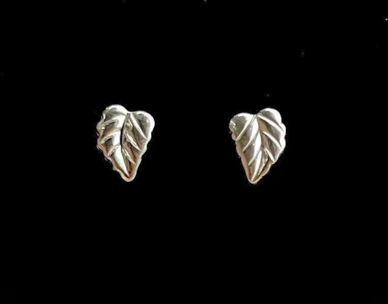 Sterling Silver Leaf Studs, Sku#1152-5