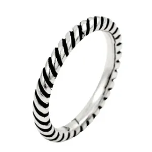Sterling Silver Line Pattern Stackable Ring