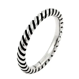 Sterling Silver Line Pattern Stackable Ring