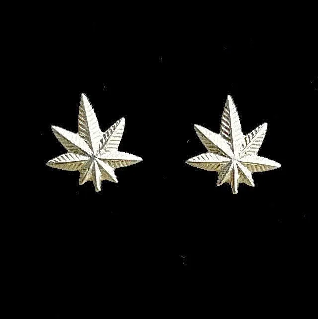 Sterling Silver Marijuana Leaf Studs, Sku#1156-5