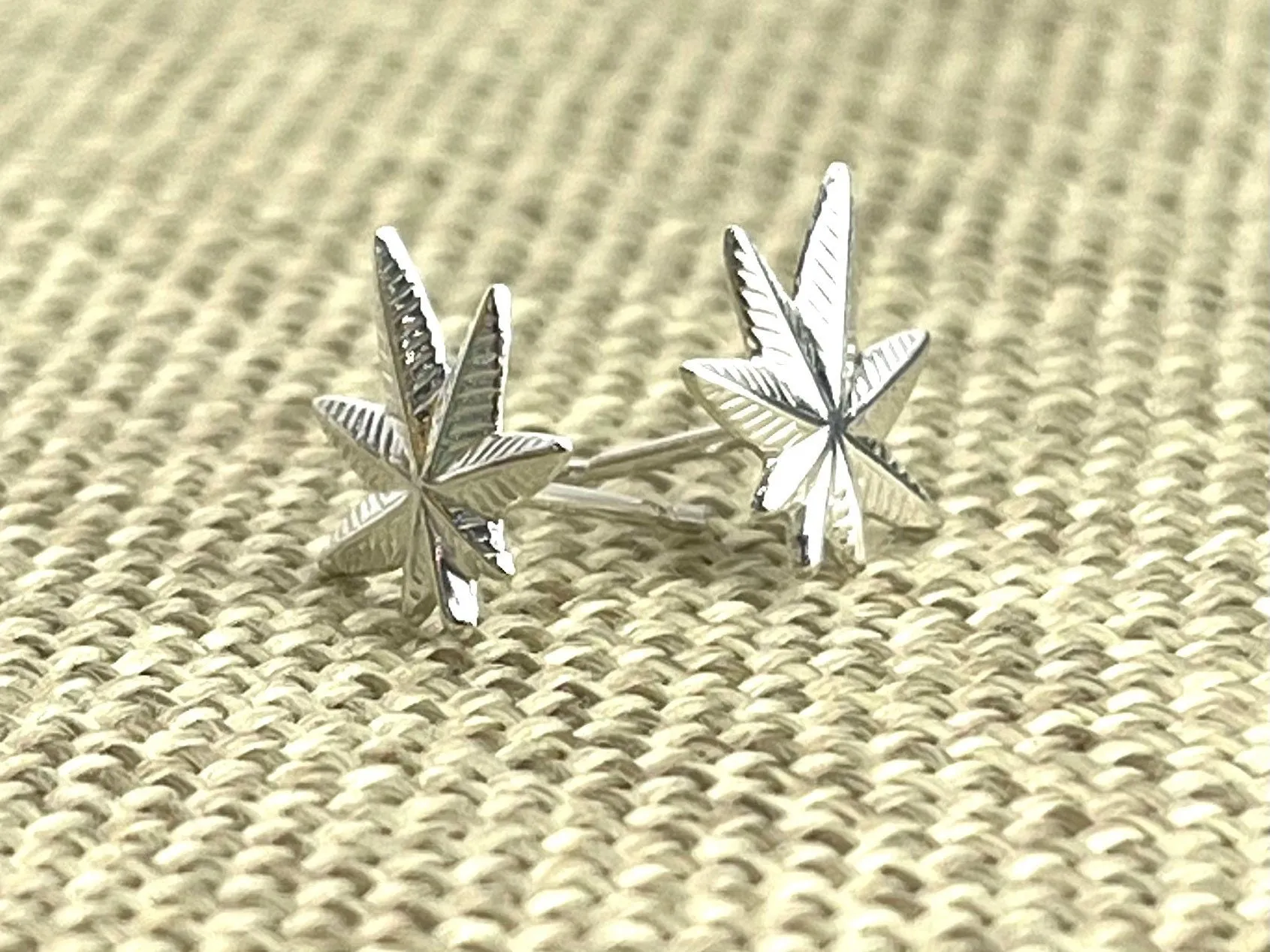 Sterling Silver Marijuana Leaf Studs, Sku#1156-5