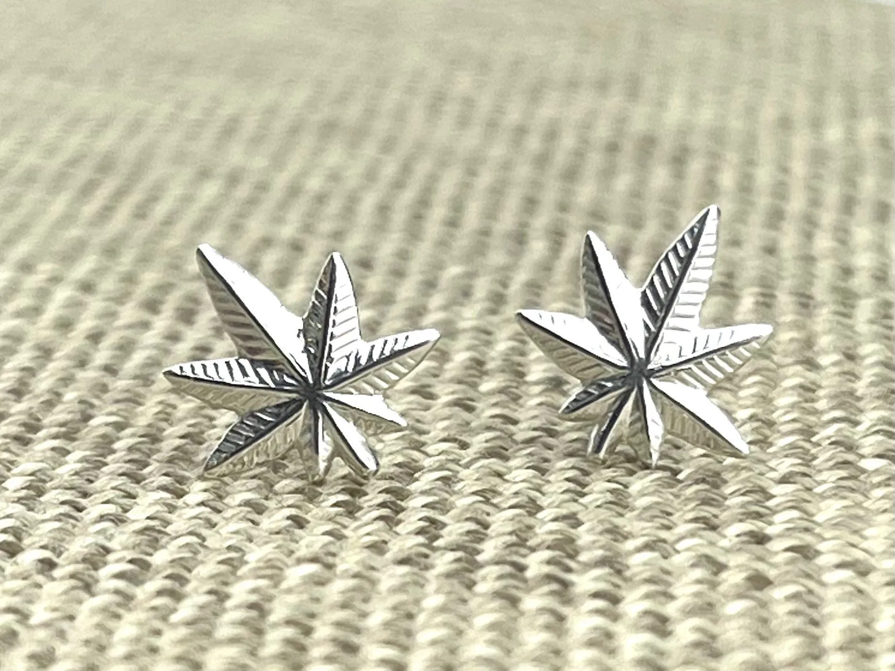 Sterling Silver Marijuana Leaf Studs, Sku#1156-5