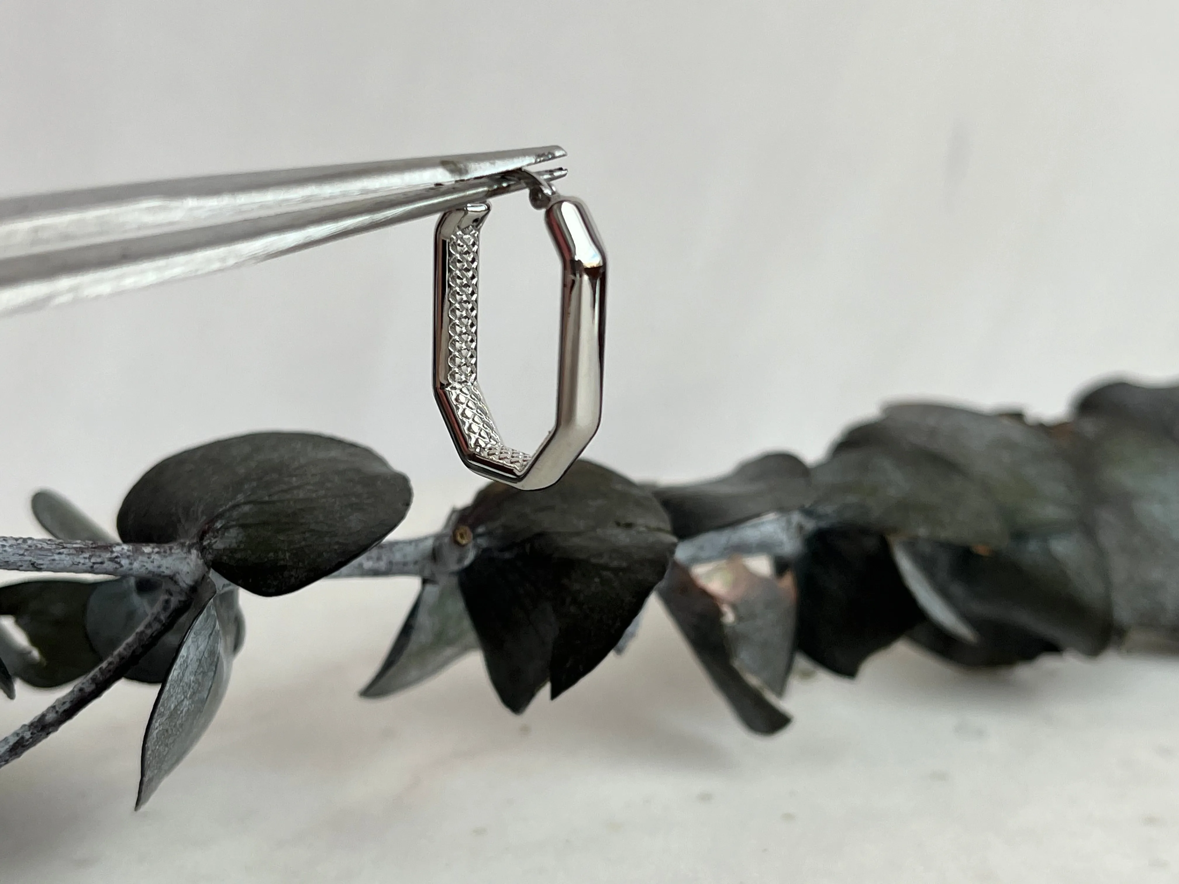 Sterling Silver Octagon Hoops