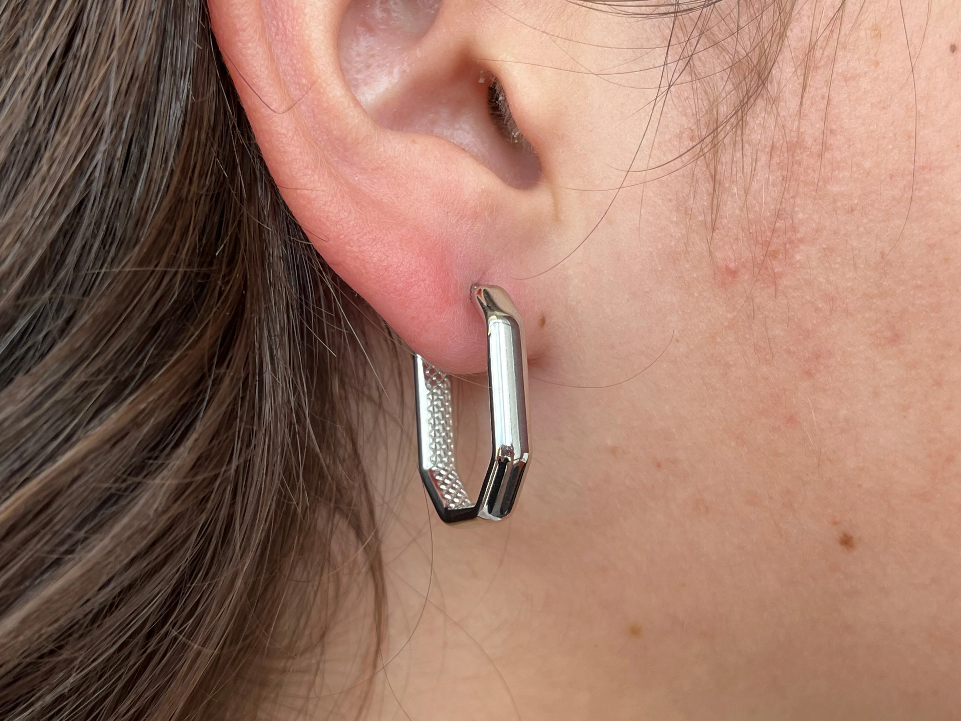 Sterling Silver Octagon Hoops