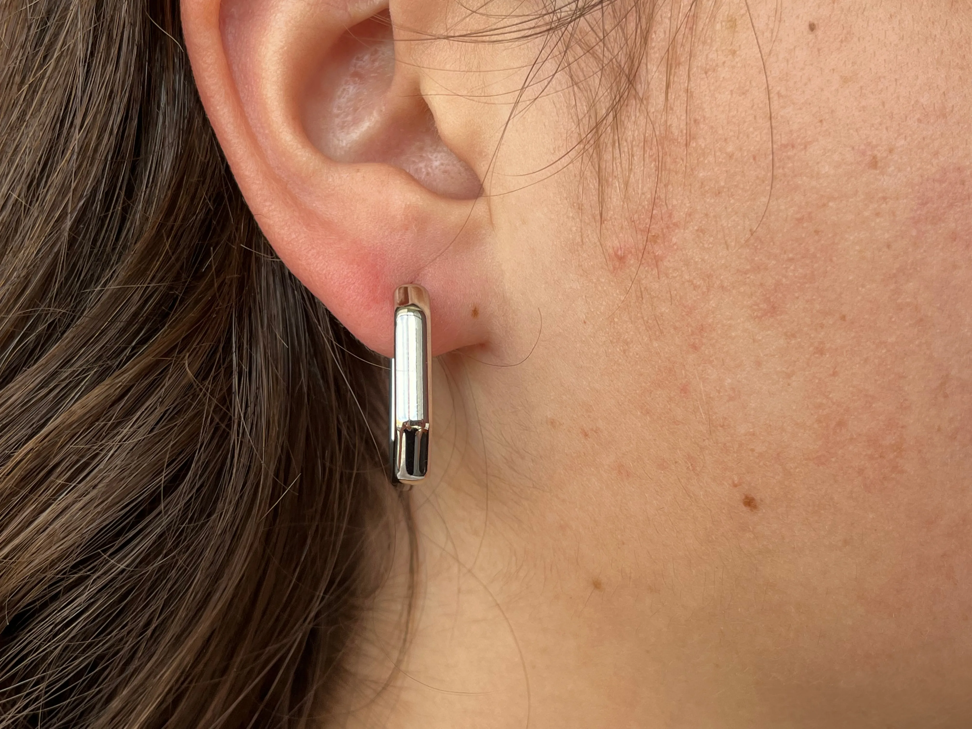 Sterling Silver Octagon Hoops