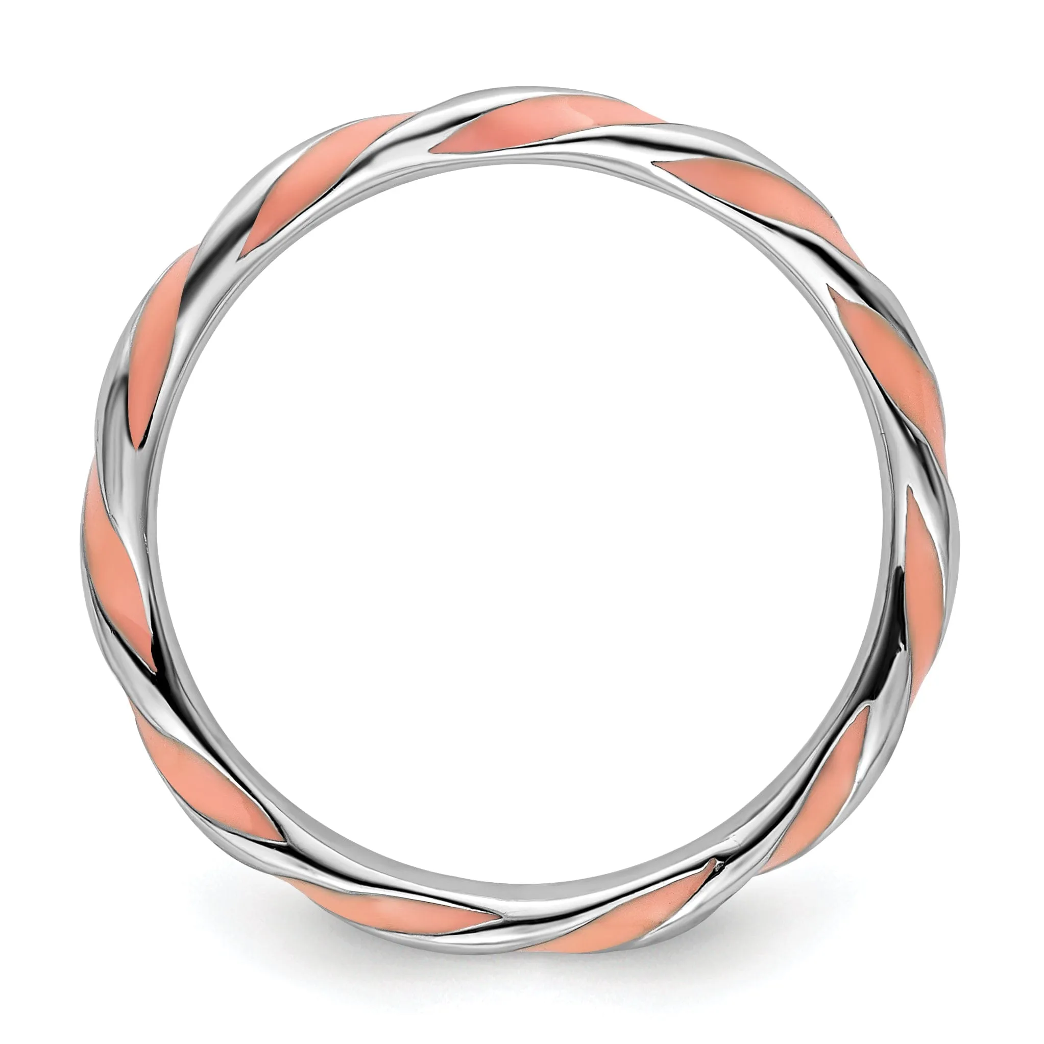 Sterling Silver Pink Enameled Stackable Ring