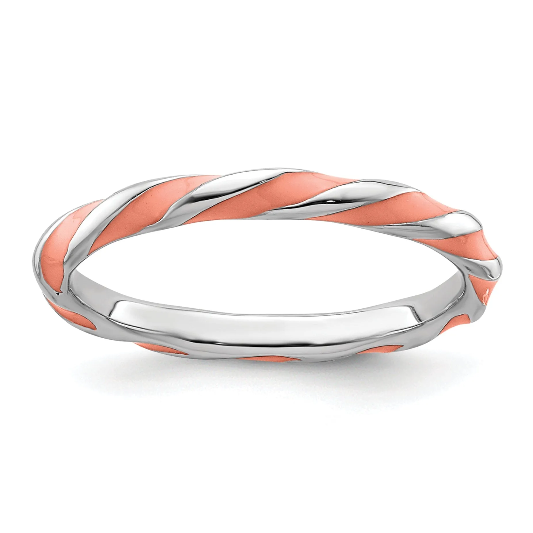 Sterling Silver Pink Enameled Stackable Ring