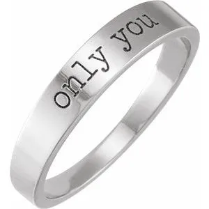 Sterling Silver "Only You" Stackable Ring Size 6