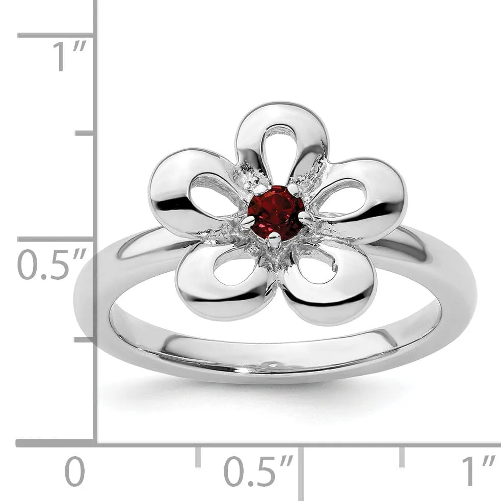 Sterling Silver Stackable Expressions Garnet Ring
