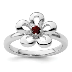 Sterling Silver Stackable Expressions Garnet Ring