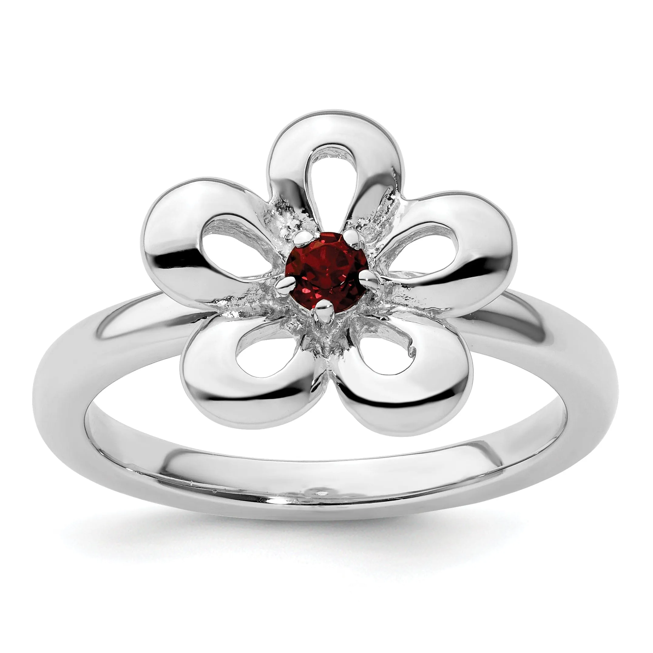 Sterling Silver Stackable Expressions Garnet Ring