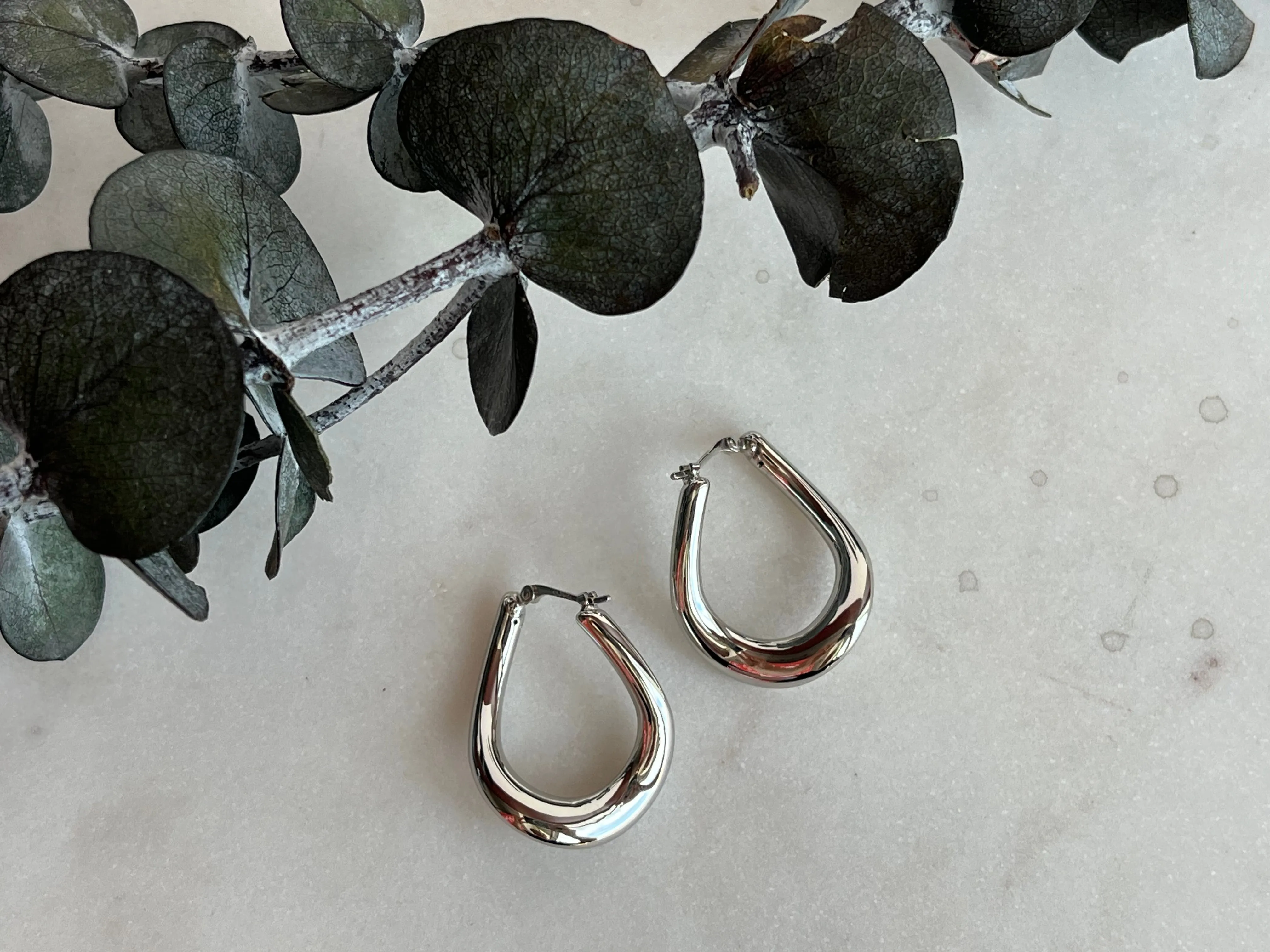 Sterling Silver Wavy Hoops