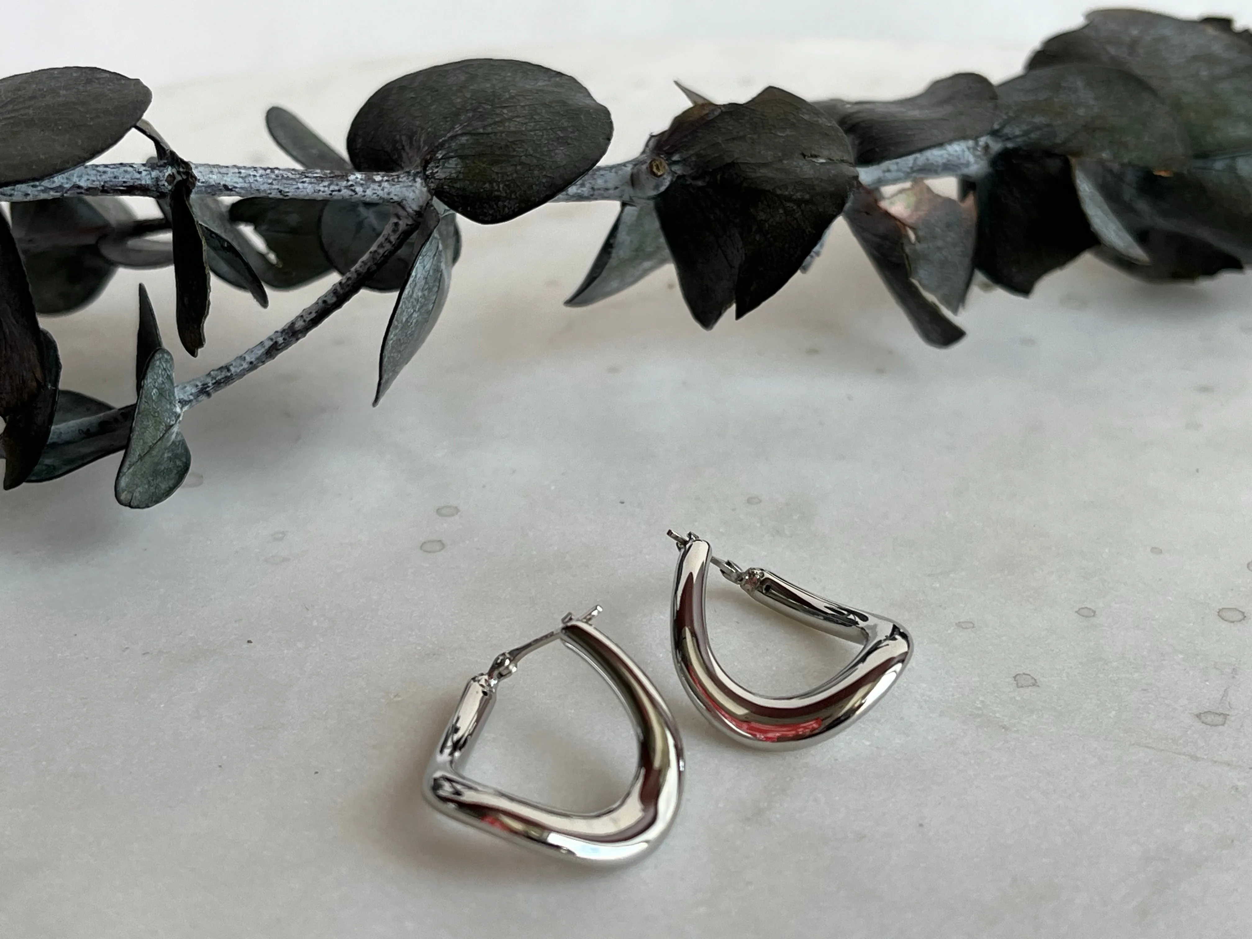 Sterling Silver Wavy Hoops