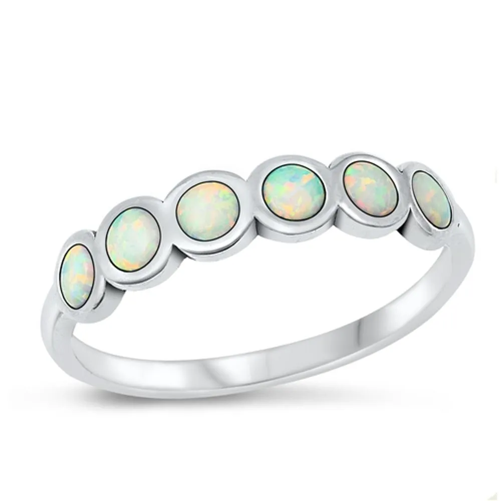 Sterling Silver White Lab Opal Geometic Ring