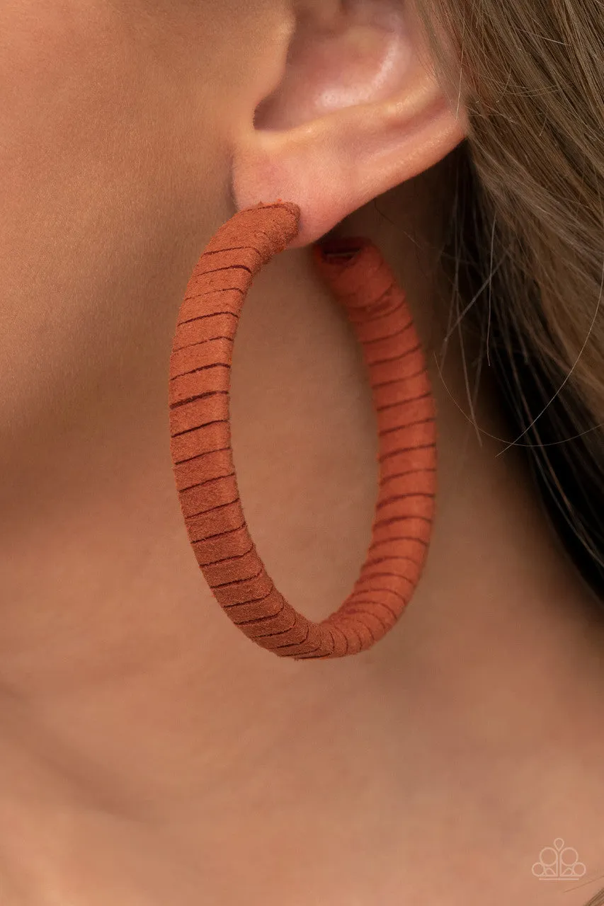 Suede Parade Orange Paparazzi Earrings