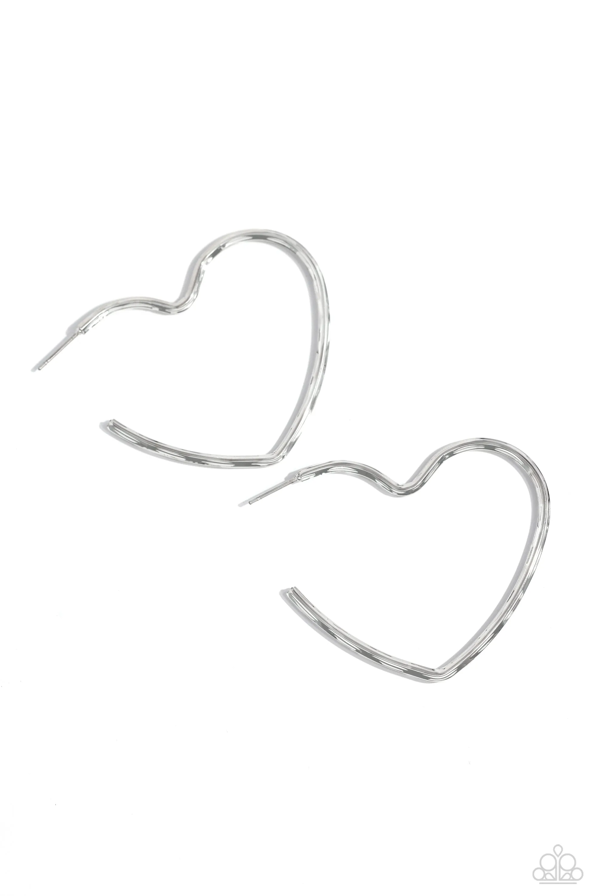 Summer Sweethearts - Silver - Heart Paparazzi Hoop Earrings