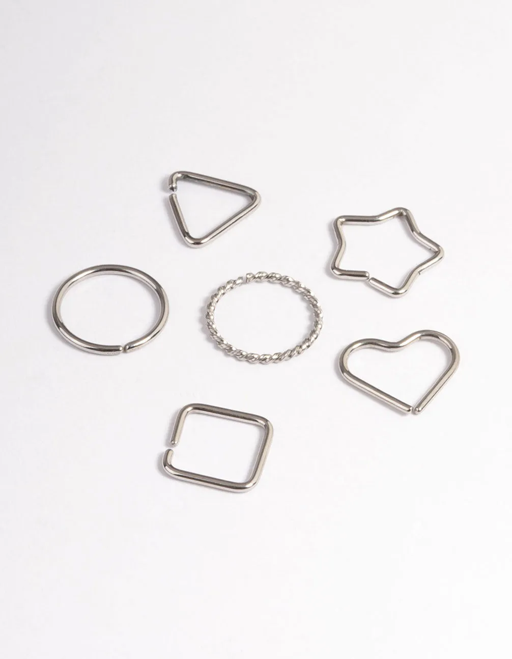 Surgical Steel Geometric Rings Nose Stud 6-Pack