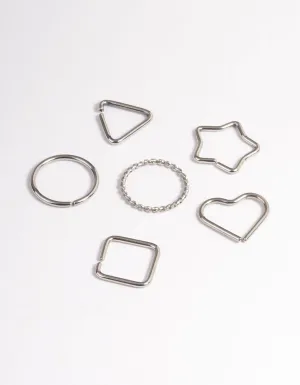 Surgical Steel Geometric Rings Nose Stud 6-Pack