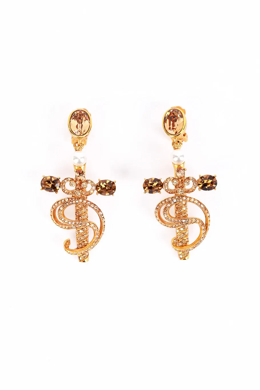 Swirling Sword Drop Earrings