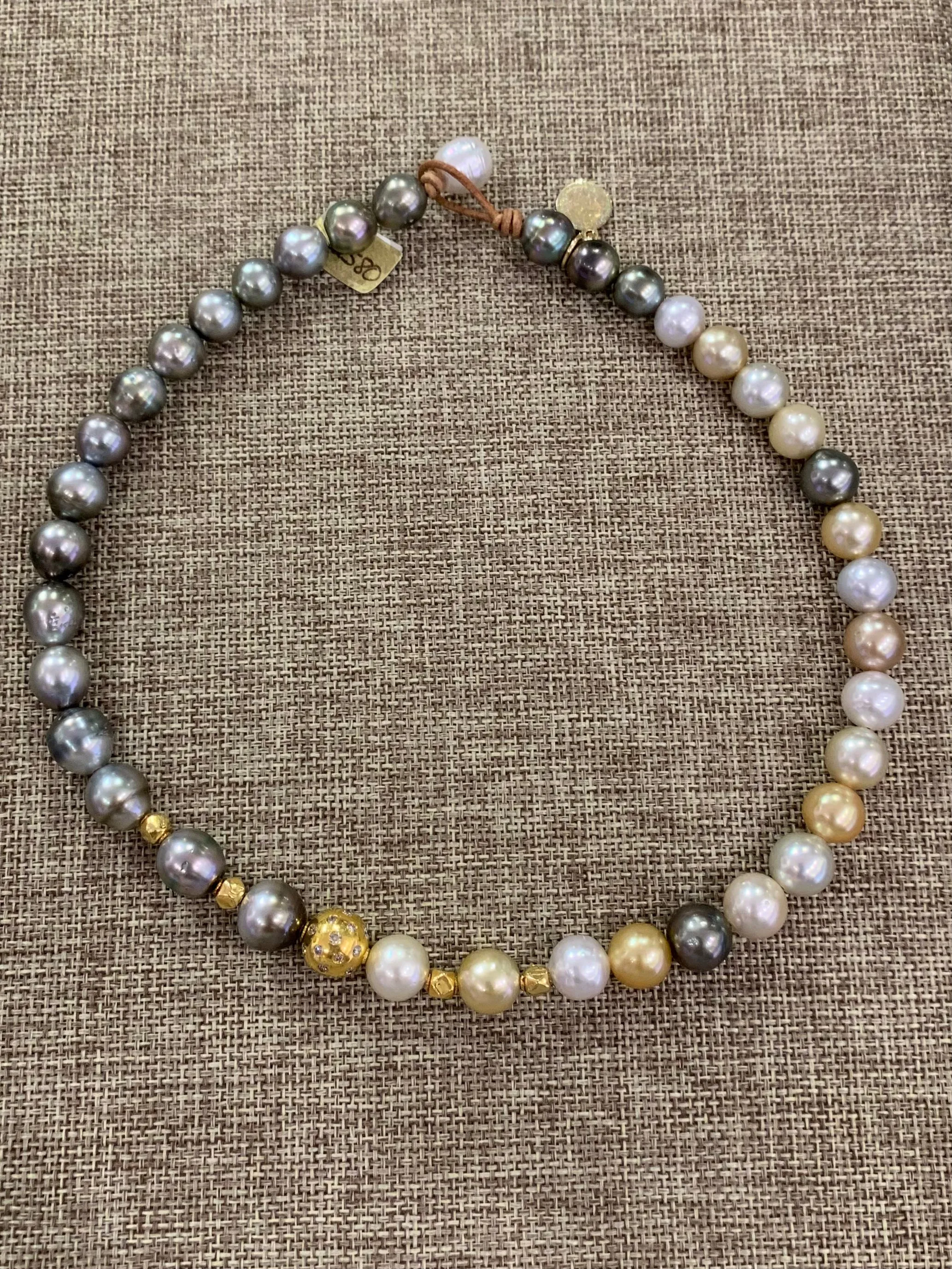 Tahitian & South Sea, Gold & Diamond Choker | 16.5”