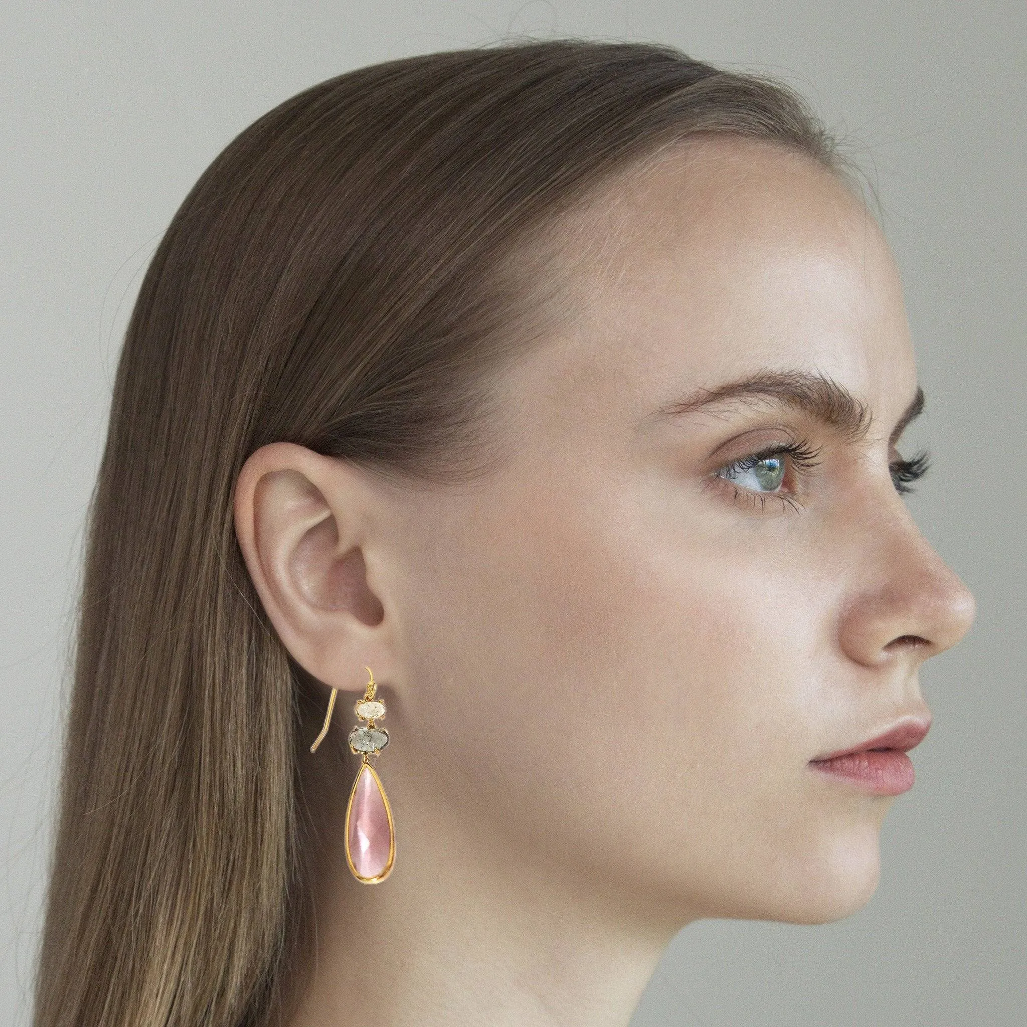 TAI Triple Stone Tear Drop Earrings