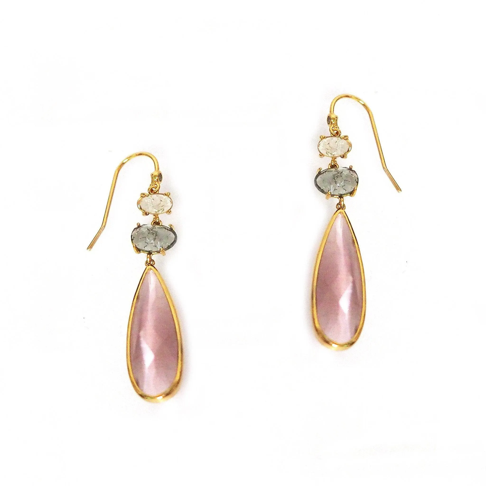 TAI Triple Stone Tear Drop Earrings