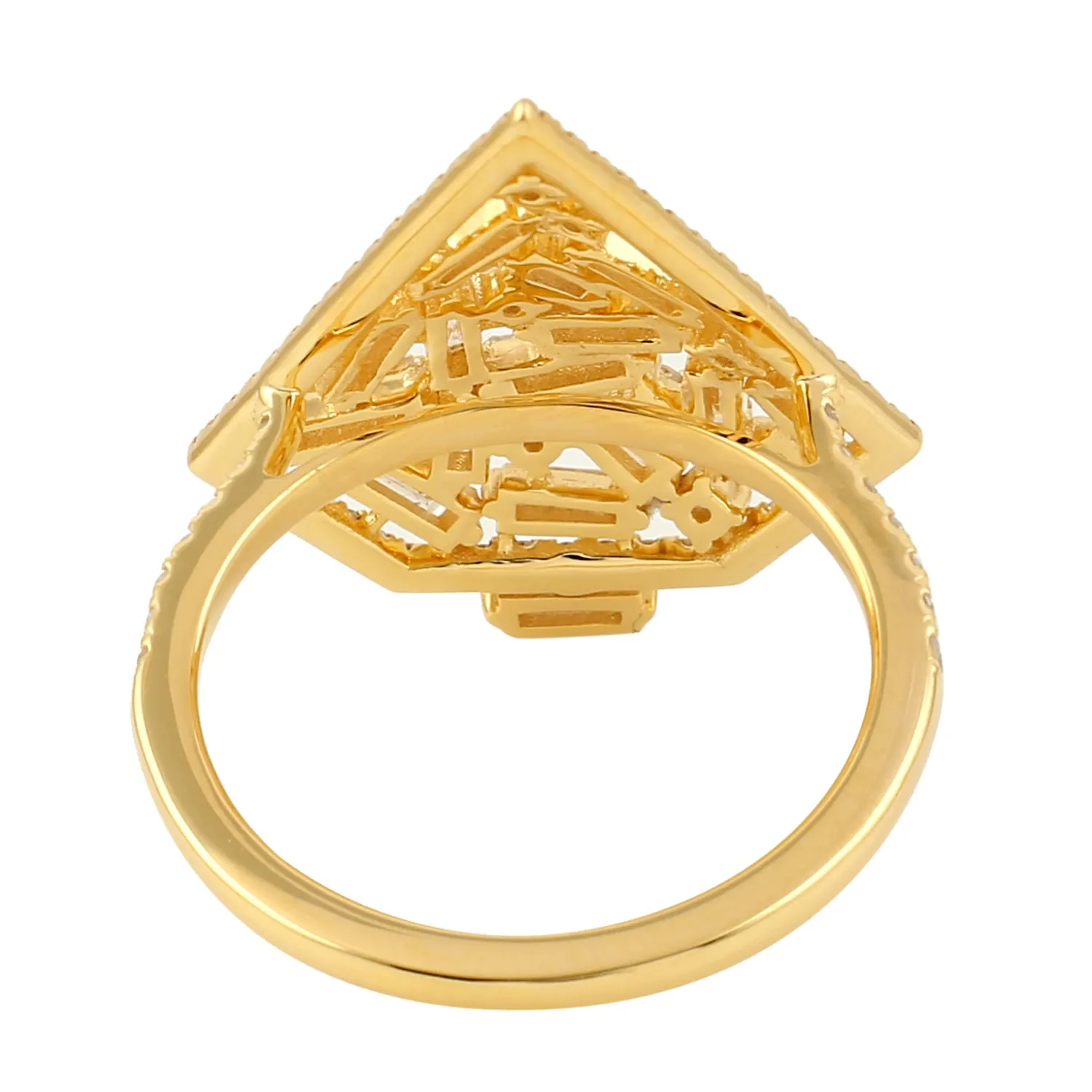 Tapered Baguette Diamond Geometric Ring In 18k Yellow Gold For Gifts